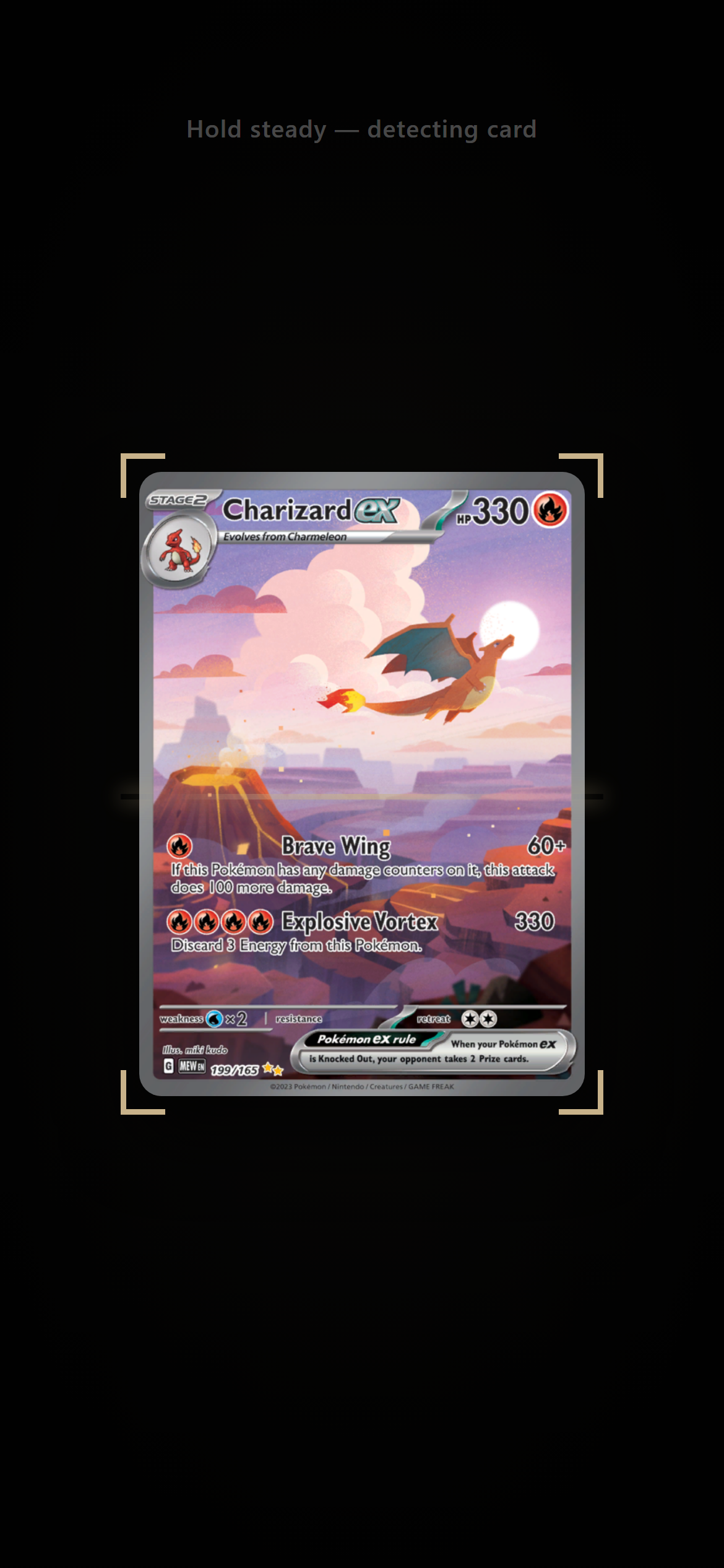 Scanner detecting a Charizard ex card